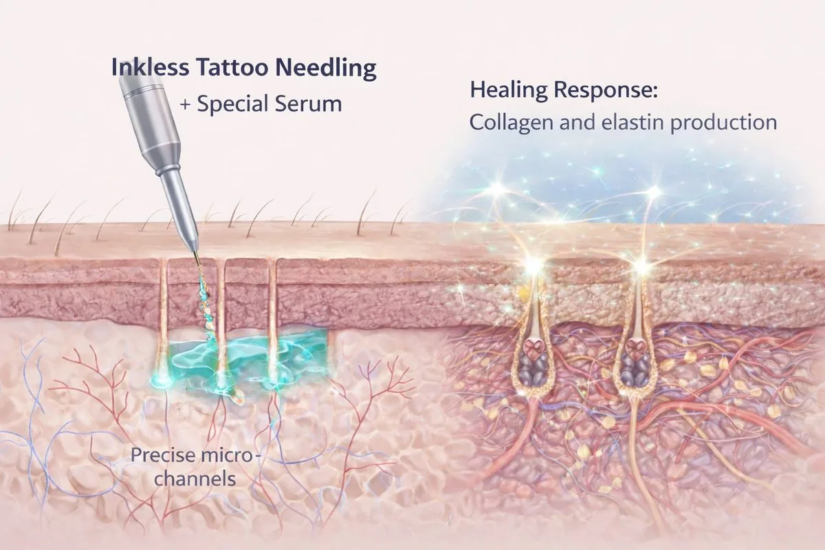 Inkless serum-based stretch mark treatment